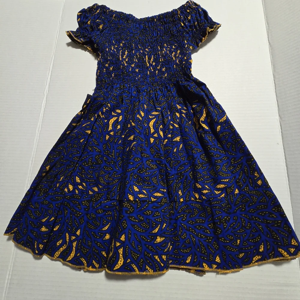 Blue Black and Yellow Patterned Dress - 3T